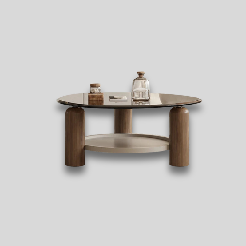 Table basse en verre pour salon avec pieds en bois