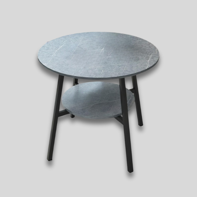 Table basse ronde avec rangement en marbre