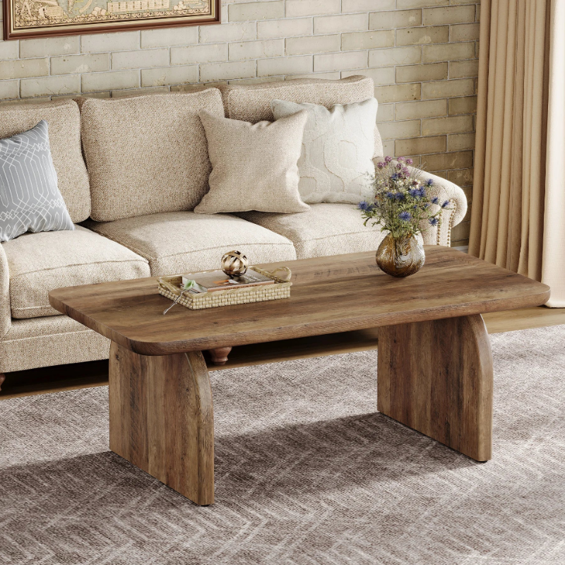 Table basse rectangulaire bois massif marron