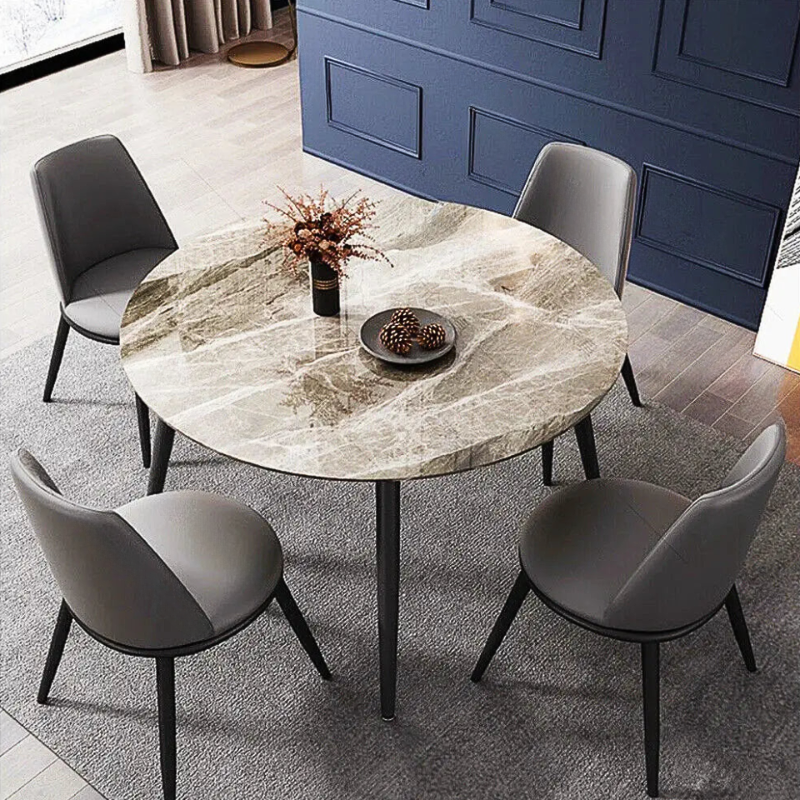 Table basse ronde moderne marbre blanc cassé