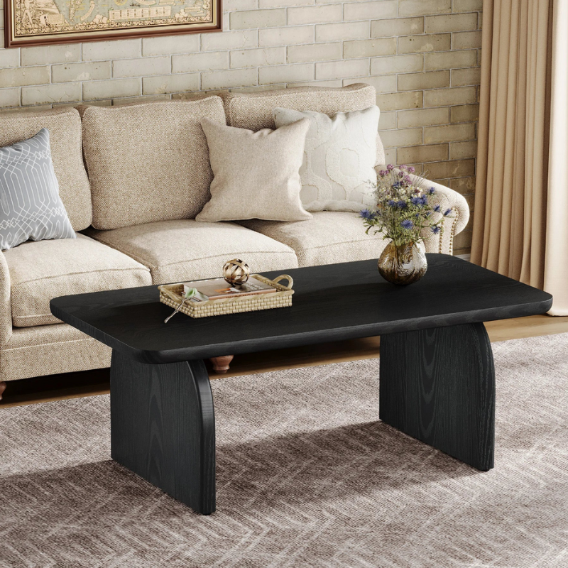 Table basse rectangulaire bois massif noire