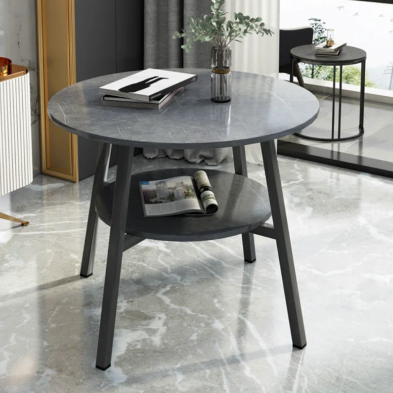 Table basse ronde avec rangement en marbre