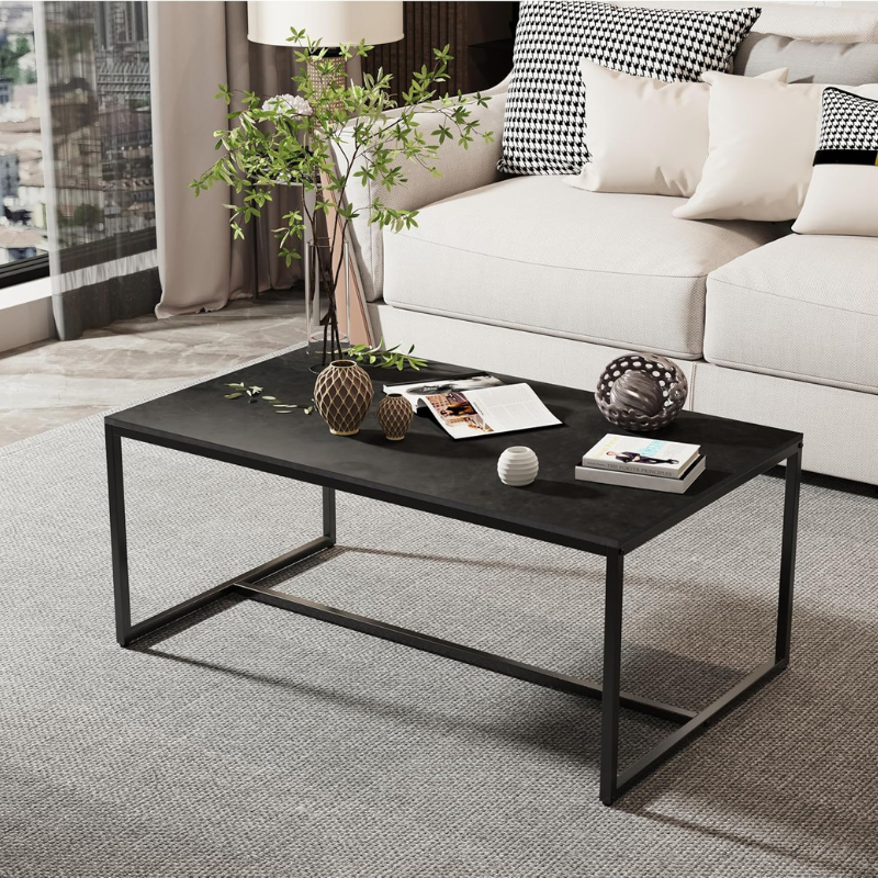 Table basse en pierre design noire