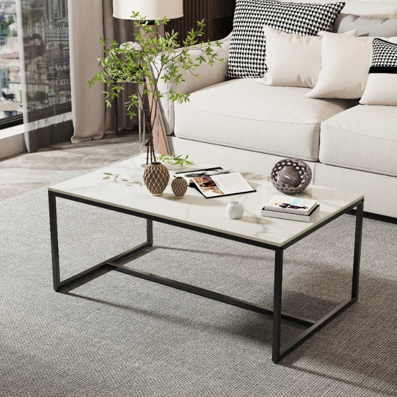 Table basse en pierre design blanche