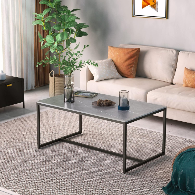 Table basse en pierre design grise