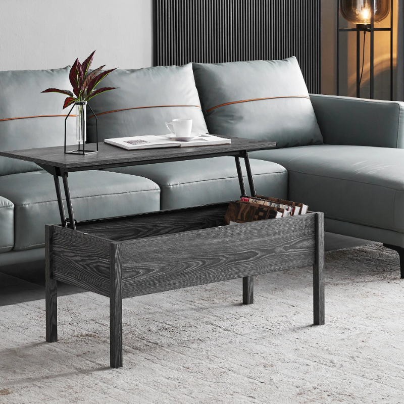 Table basse en bois relevable gris sombre