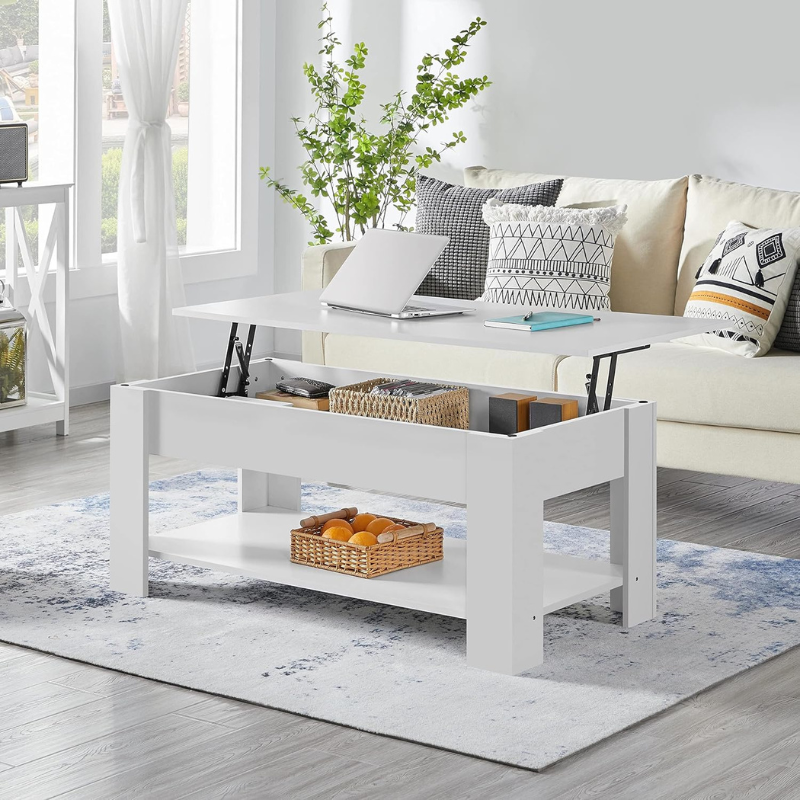 Table basse relevable en bois blanche