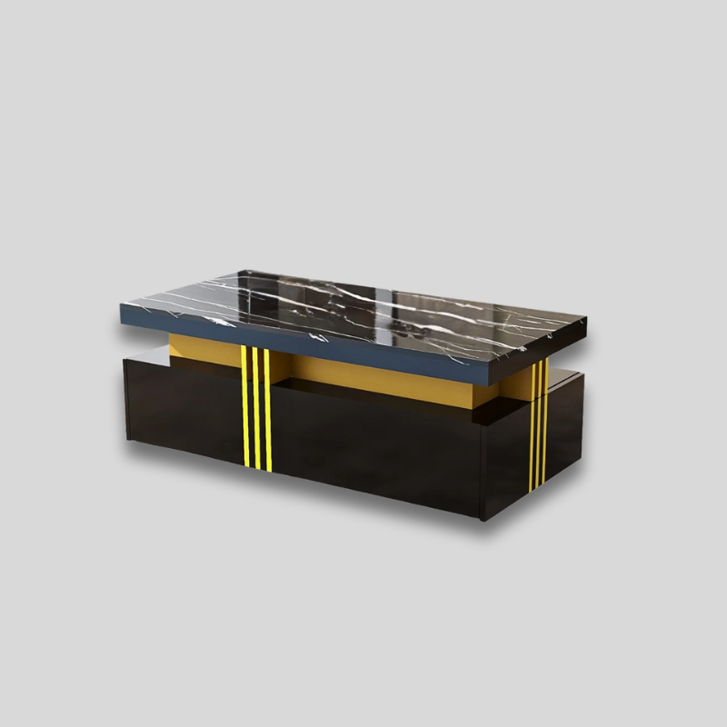 Table basse moderne rectangulaire en marbre noire