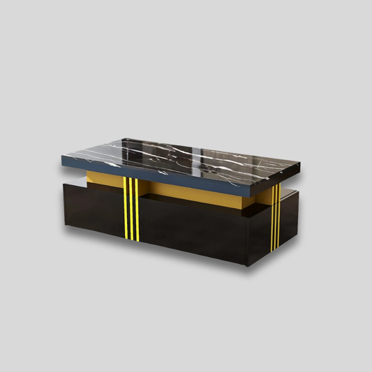 Table basse moderne rectangulaire en marbre noire