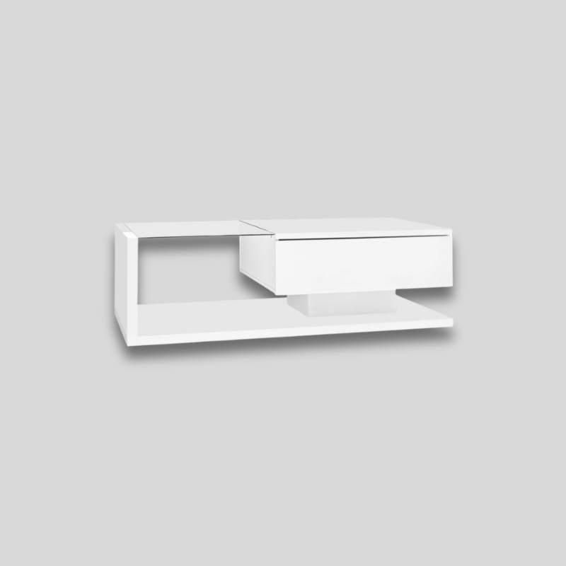 Table en verre basse design blanche