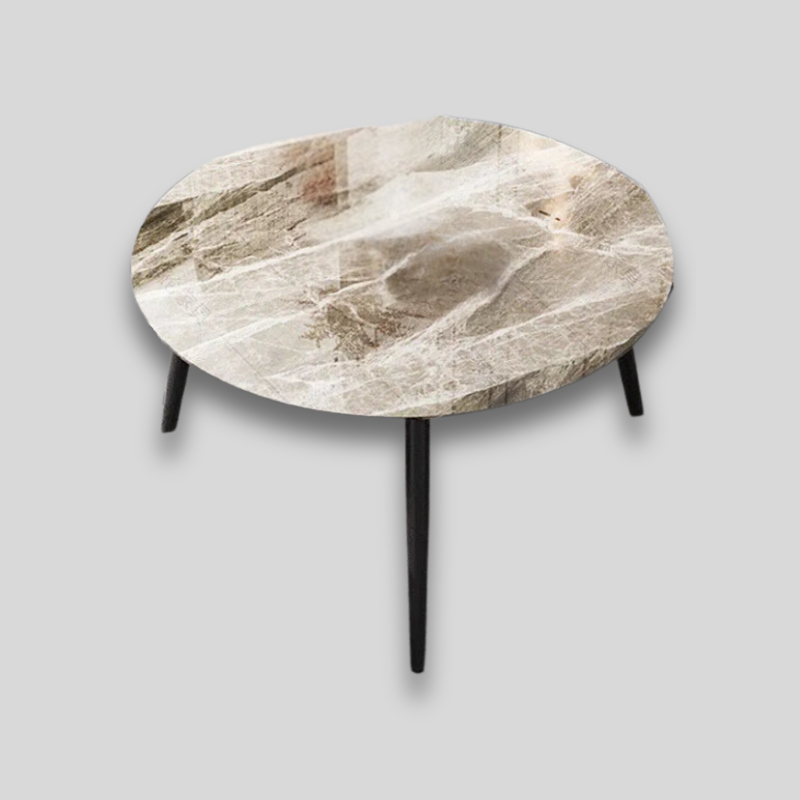 Table basse ronde moderne marbre blanc cassé
