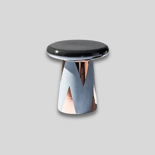Table basse céramique | Dentelé blanc & Or rose