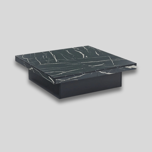 Table basse carrée transformable avec rangement noire