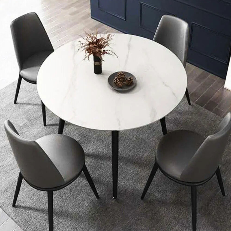 Table basse ronde moderne marbre blanche